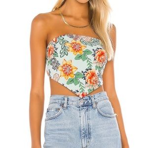 Superdown Sophia Bandeau Top - Mint Floral